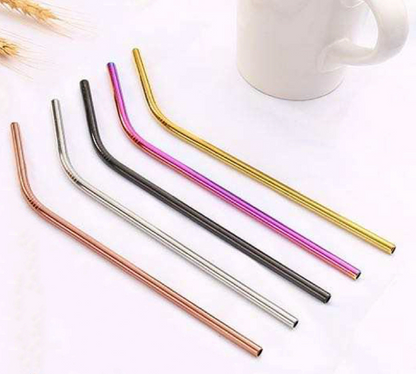 Stainless Steel Coloured Straws - Pack of 5 image 2
