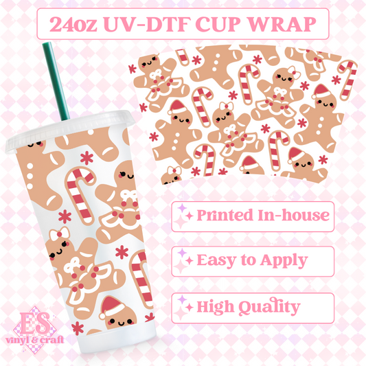 Christmas Gingerbreads - UVDTF 24oz Cold Cup Wrap image 0