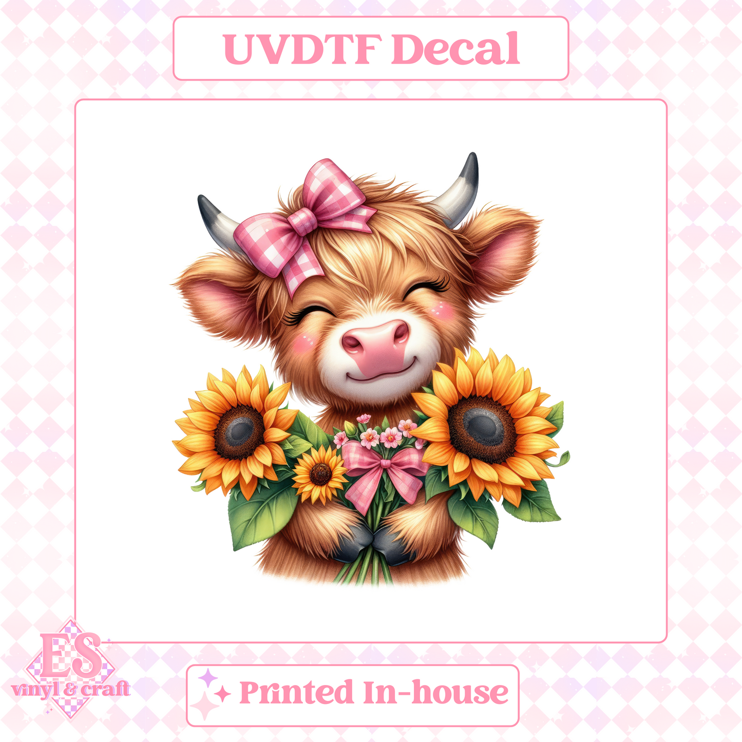 Sunflower Highland Cows - UV-DTF Decal Transfer image 12
