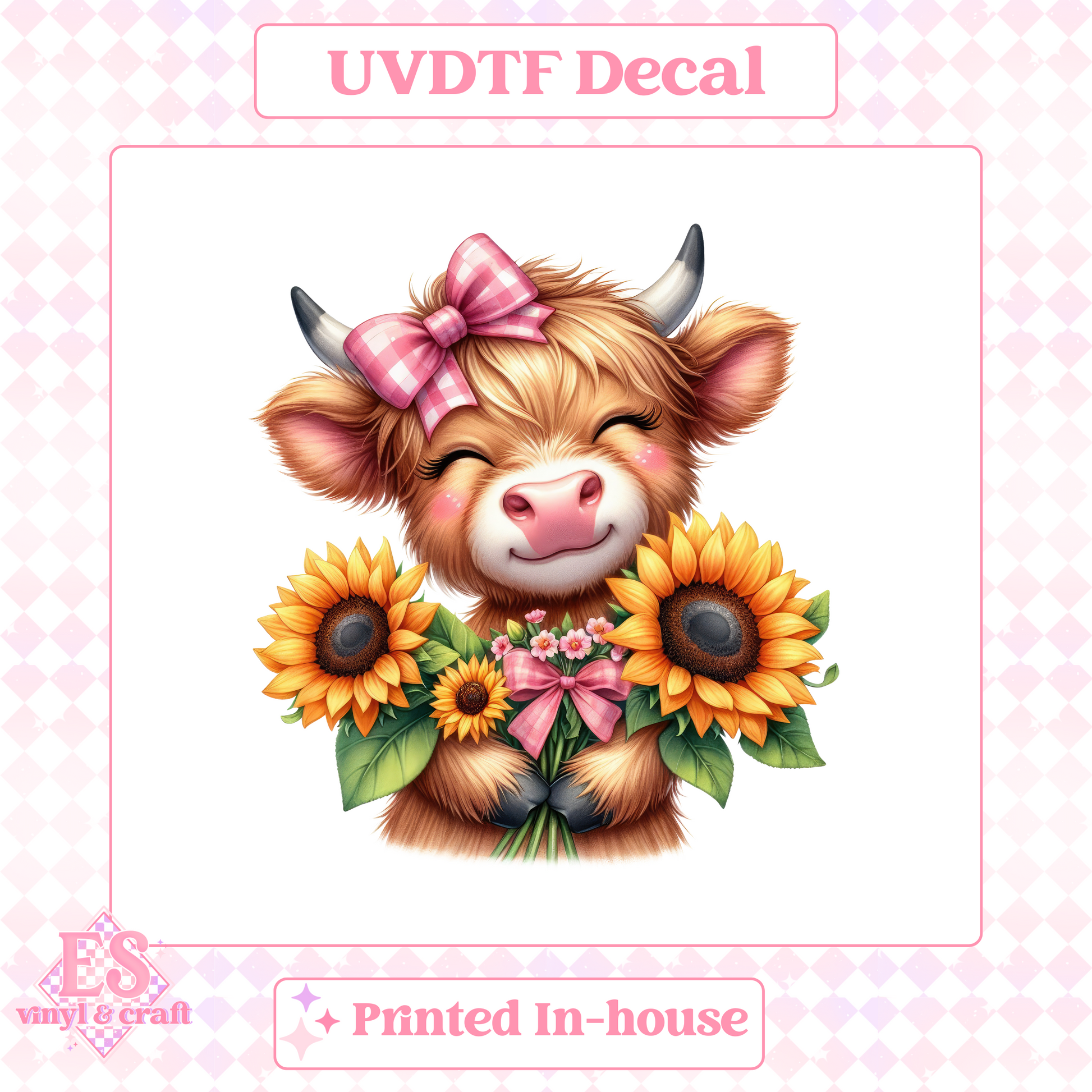 Sunflower Highland Cows - UV-DTF Decal Transfer image 12