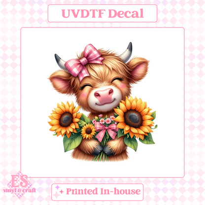 Sunflower Highland Cows - UV-DTF Decal Transfer image 12