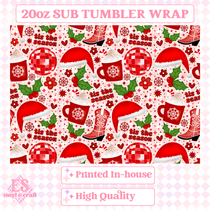 Christmas Seamless - Full 20oz Tumbler Sublimation Ready To Print image 1