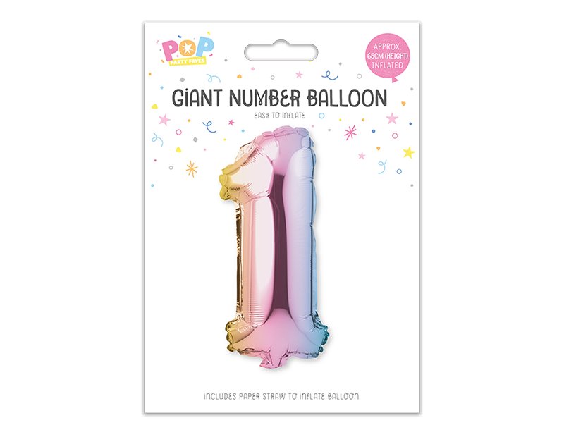 Multicoloured Foil Number Balloon 65cm image 1
