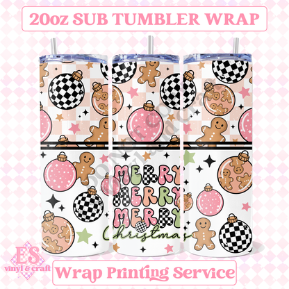 Pink Merry Merry - Full 20oz Tumbler Sublimation Print image 0