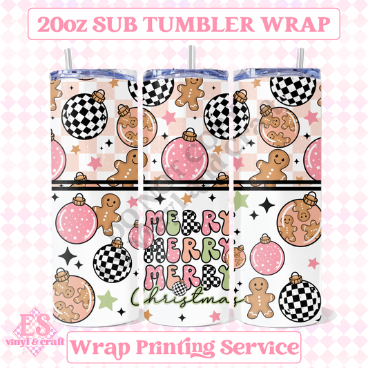 Pink Merry Merry - Full 20oz Tumbler Sublimation Print image 0