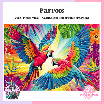 Parrots - 20oz Printed Tumbler Self Adhesive Vinyl image 0