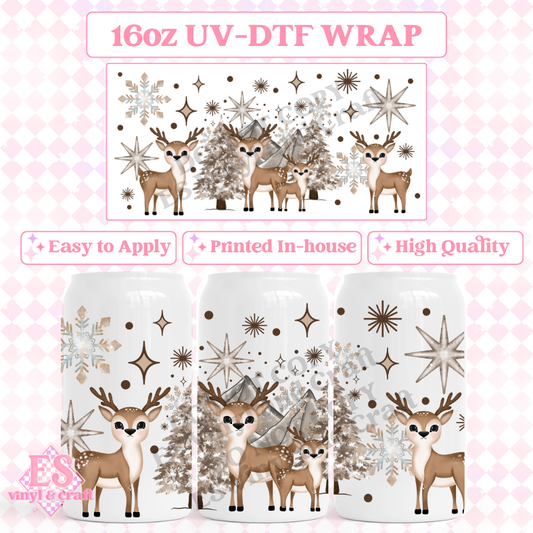 Winter Deer - 16oz Beer Can / Libbey UV-DTF Transfer image 0