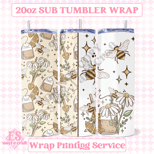 Bees Honey and Tea - Full 20oz Tumbler Sublimation Print image 0