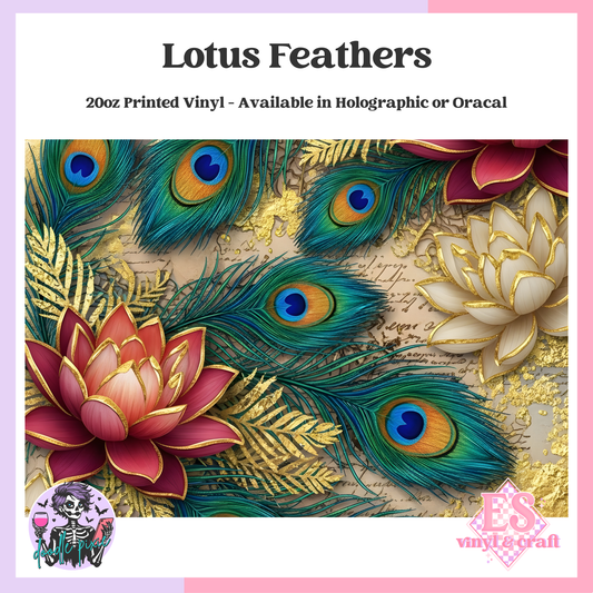 Lotus Feathers - 20oz Printed Tumbler Self Adhesive Vinyl image 0