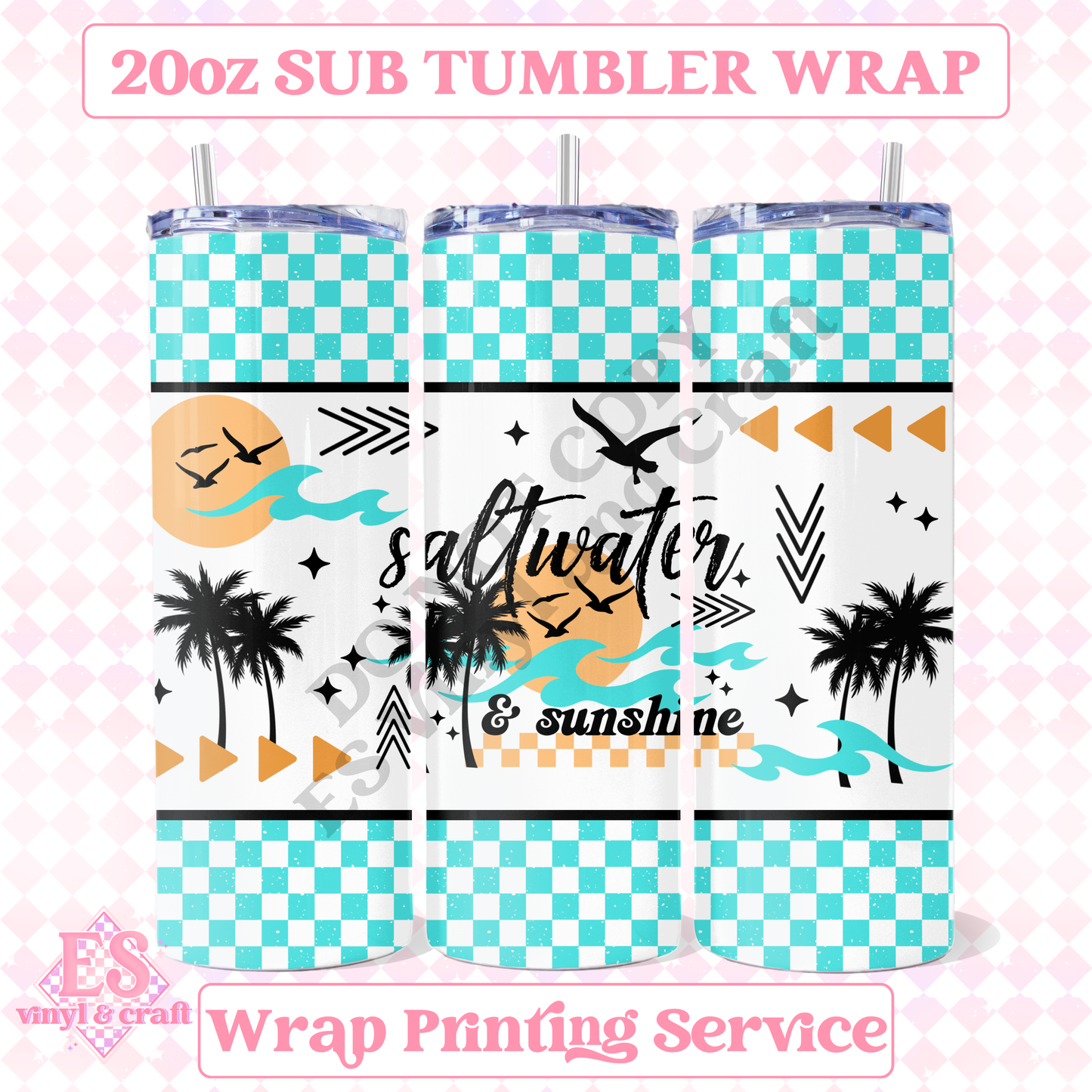 Saltwater and Sunshine - Full 20oz Tumbler Sublimation Print image 0