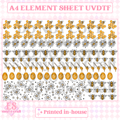 Bees and Honeycomb Element Sheet (Smaller Blanks) - UVDTF (A4 Sheet) 21 image 0