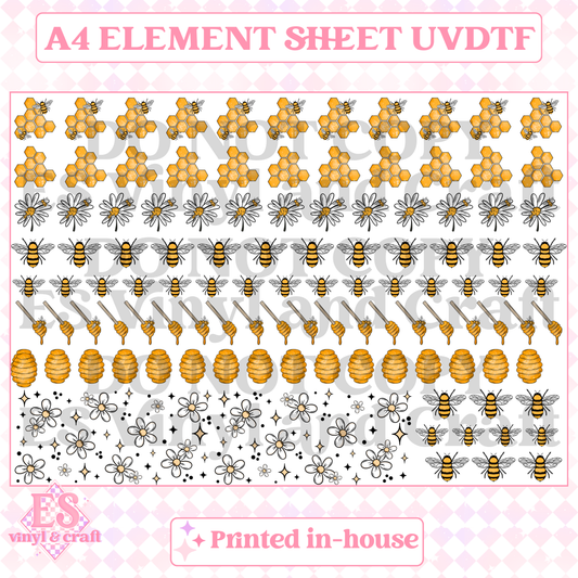 Bees and Honeycomb Element Sheet (Smaller Blanks) - UVDTF (A4 Sheet) 21 image 0