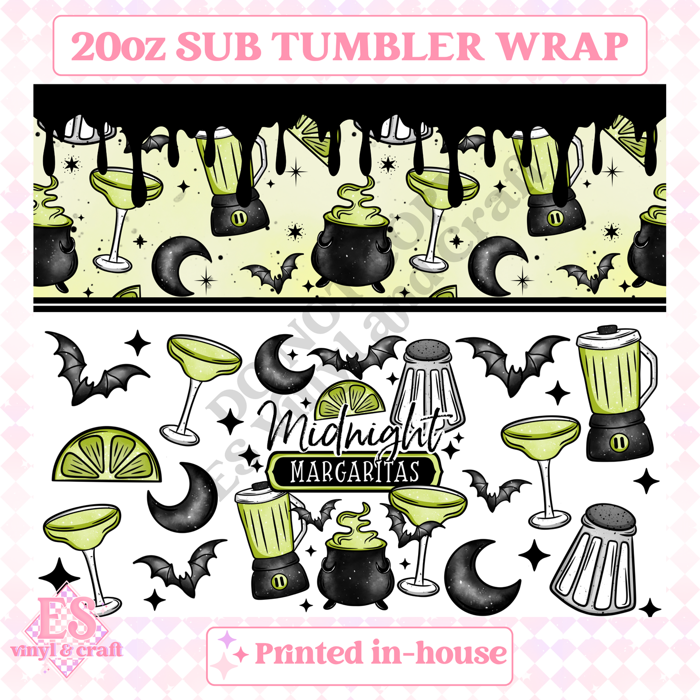 Midnight Margaritas - Full 20oz Tumbler Sublimation Print image 1