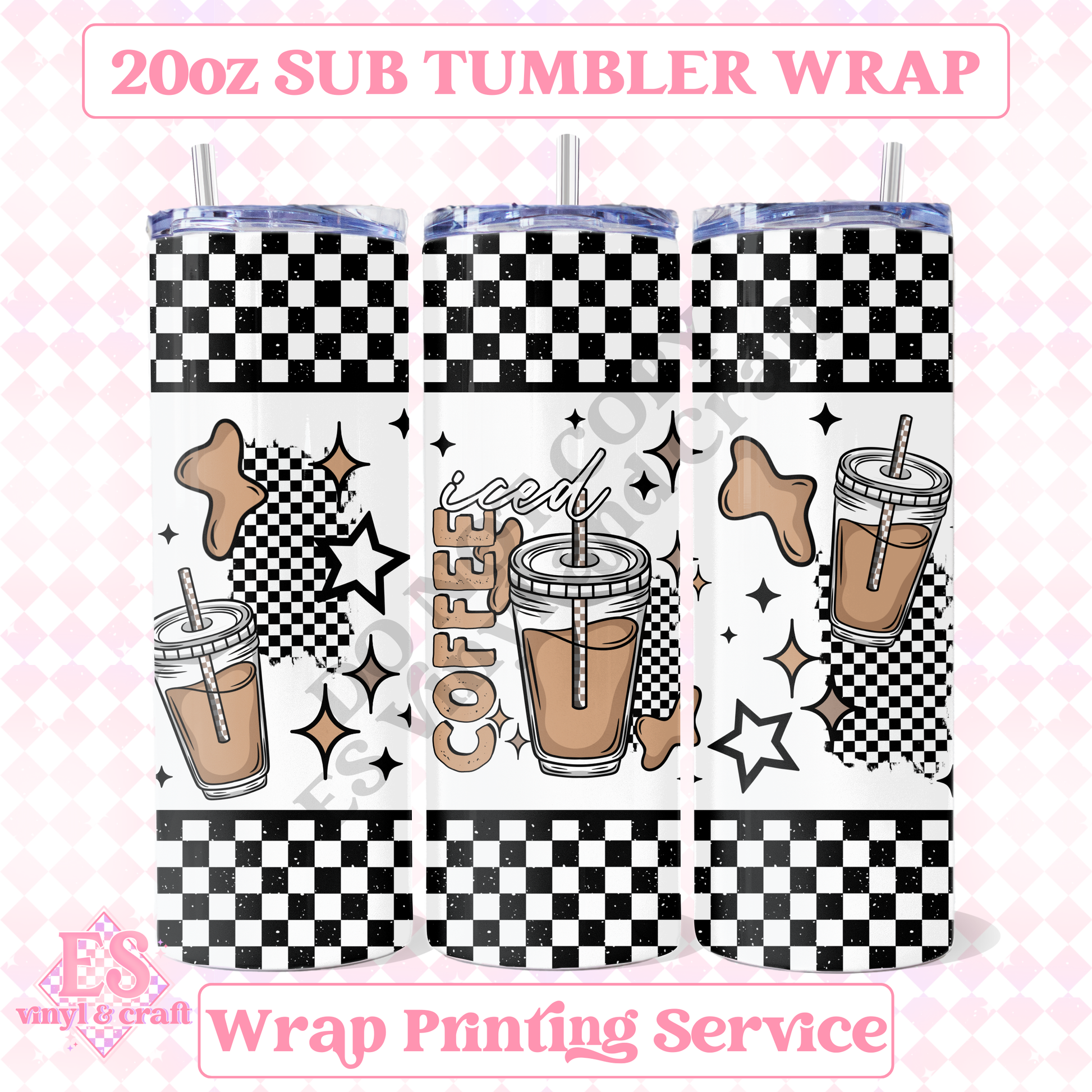 Iced Coffee - Full 20oz Tumbler Sublimation Print image 0