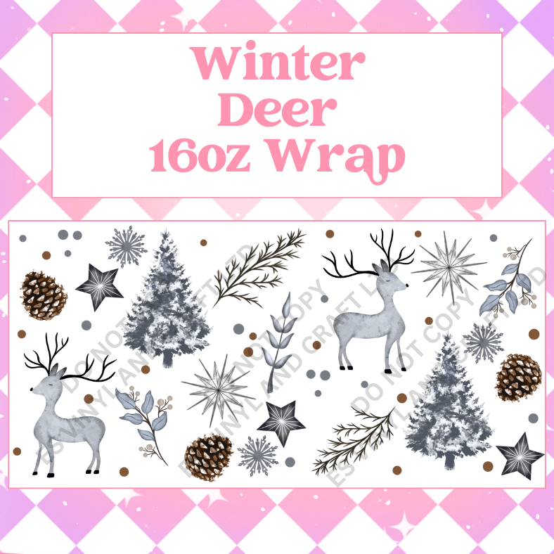 Winter Deer - 16oz Beer / Libbey Can Wrap Holographic Vinyl image 0