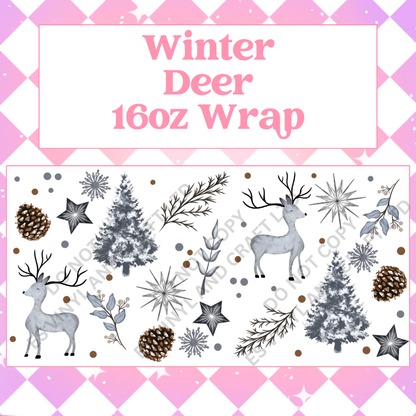 Winter Deer - 16oz Beer / Libbey Can Wrap Holographic Vinyl image 0