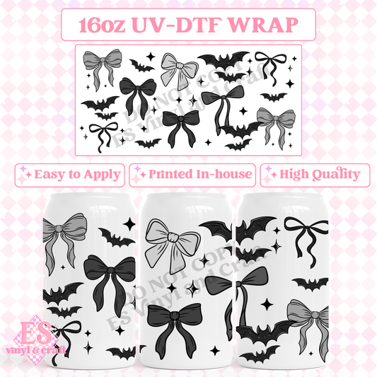 Bows and Bats - 16oz Beer Can / Libbey UV-DTF Transfer image 0