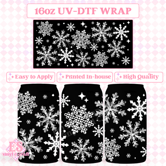 Snowflakes - 16oz Beer Can / Libbey UV-DTF image 0