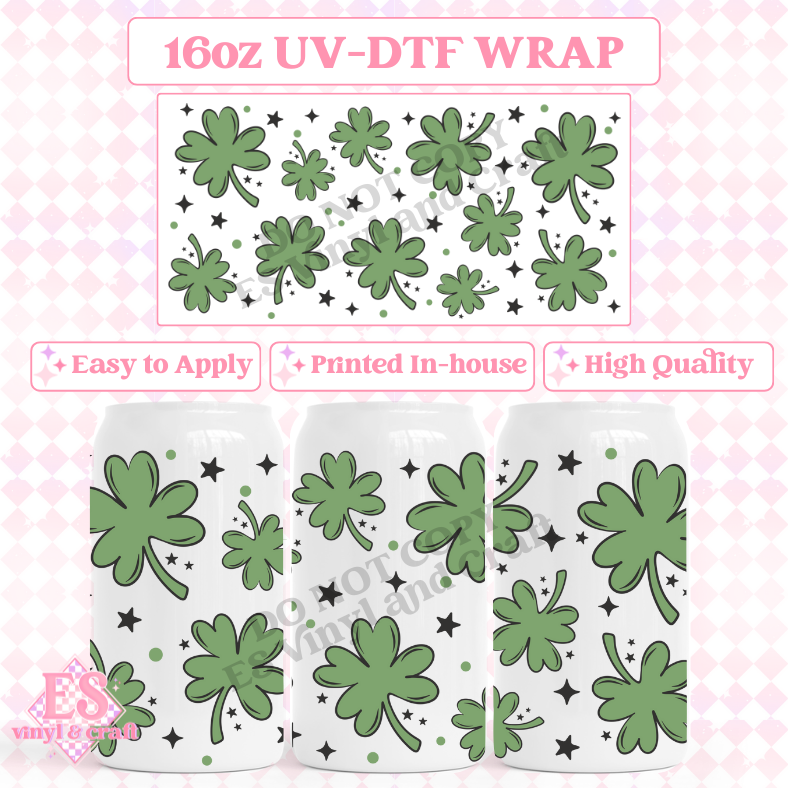 Clovers - 16oz Beer Can / Libbey UV-DTF Transfer image 0