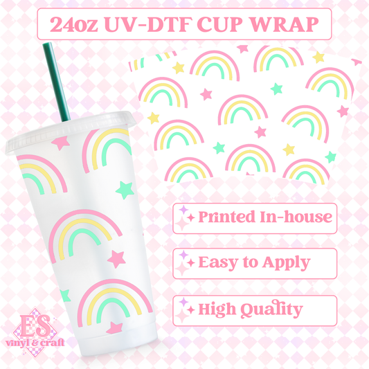 Pastel Rainbow - UVDTF 24oz Cold Cup Wrap image 0