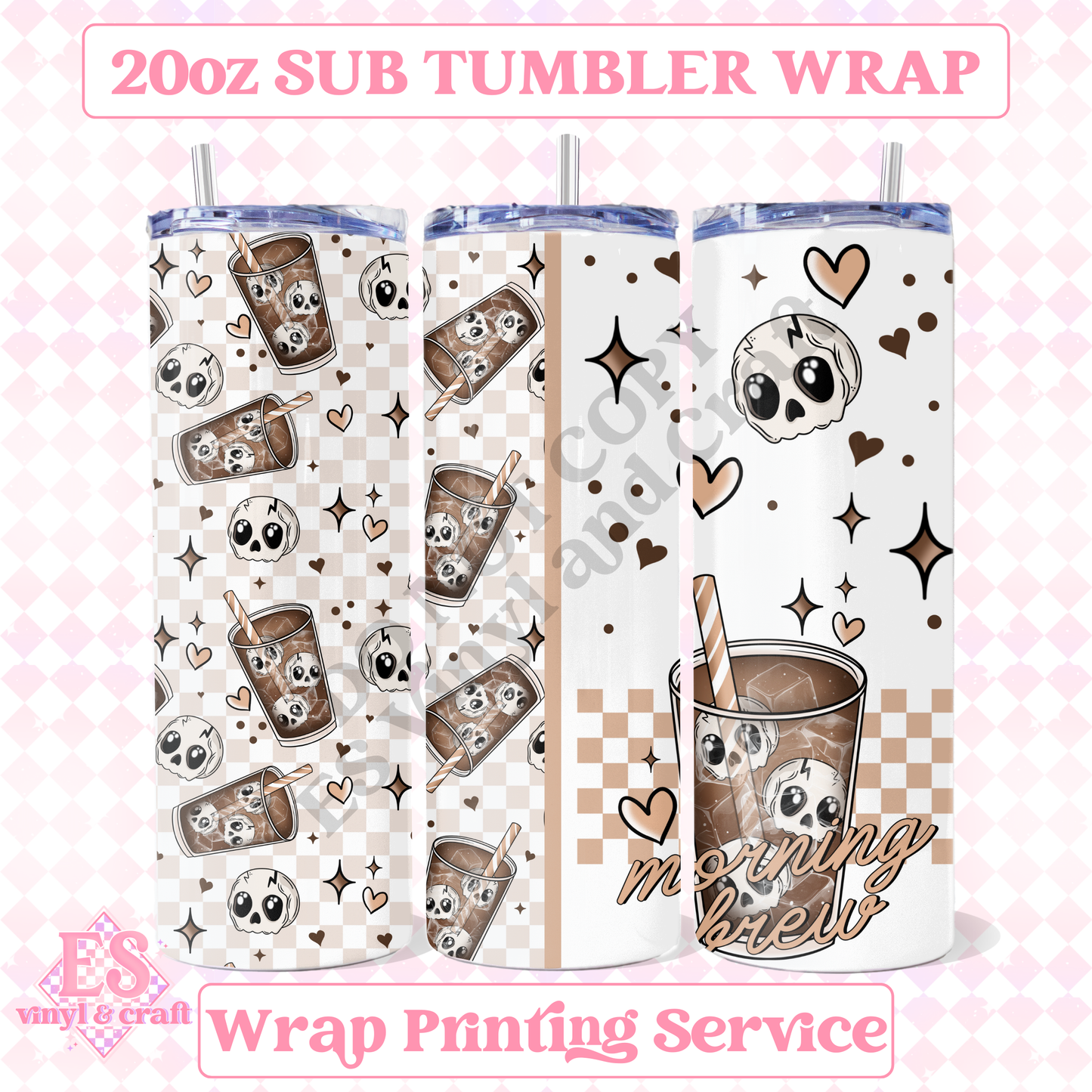 Morning Brew Skull - Full 20oz Tumbler Sublimation Print image 0