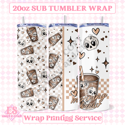 Morning Brew Skull - Full 20oz Tumbler Sublimation Print image 0