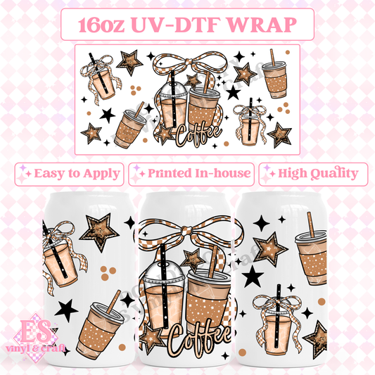 Coffee Bow - 16oz Beer Can / Libbey UV-DTF Transfer image 0