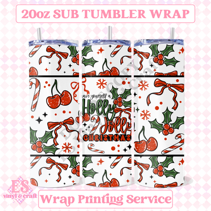 Holly Jolly - Full 20oz Tumbler Sublimation Print image 0