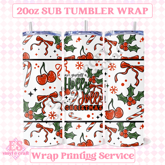 Holly Jolly - Full 20oz Tumbler Sublimation Print image 0