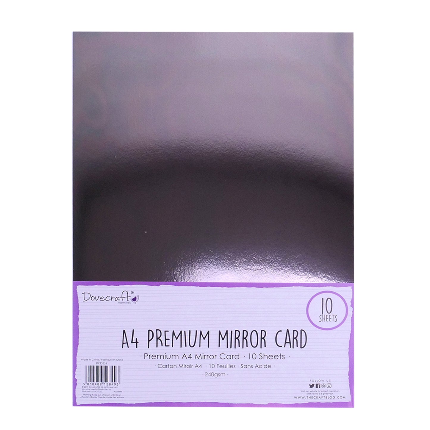 Dovecraft Mirror Card Pack Gun Metal - 240gsm - 10 Sheets image 0