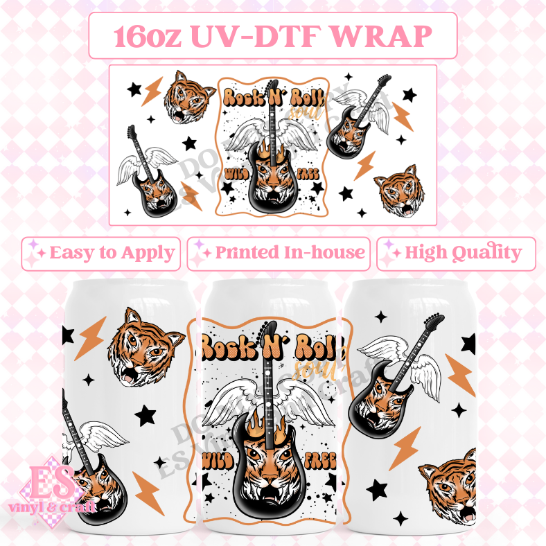 Rock n' Roll - 16oz Beer Can / Libbey UV-DTF image 0