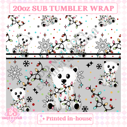 Polar Bear Lights - Full 20oz Tumbler Sublimation Print image 1