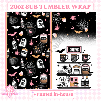 Spooky Coffee Bar - Full 20oz Tumbler Sublimation Print image 1