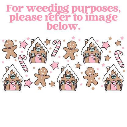 Gingerbread House Pink Edition - 16oz Beer / Libbey Can Wrap Holographic Vinyl image 2