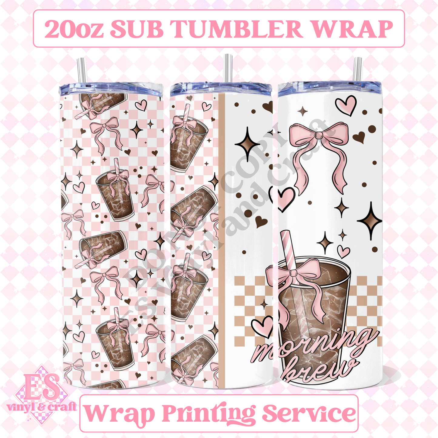 Morning Brew Girly - Full 20oz Tumbler Sublimation Print image 0
