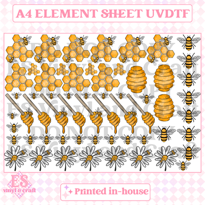 Bees and Honeycomb - UVDTF (A4 Sheet) 210mm x 300mm image 0
