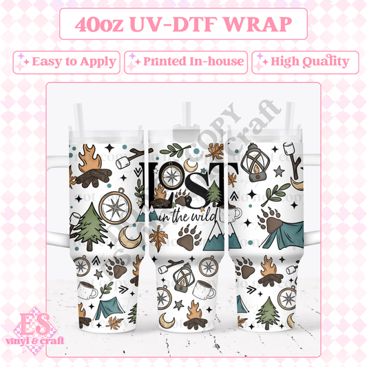 Lost in the Wild - 40oz Tumbler Wraps - UV-DTF (2 Wraps - Top & Bottom) image 0