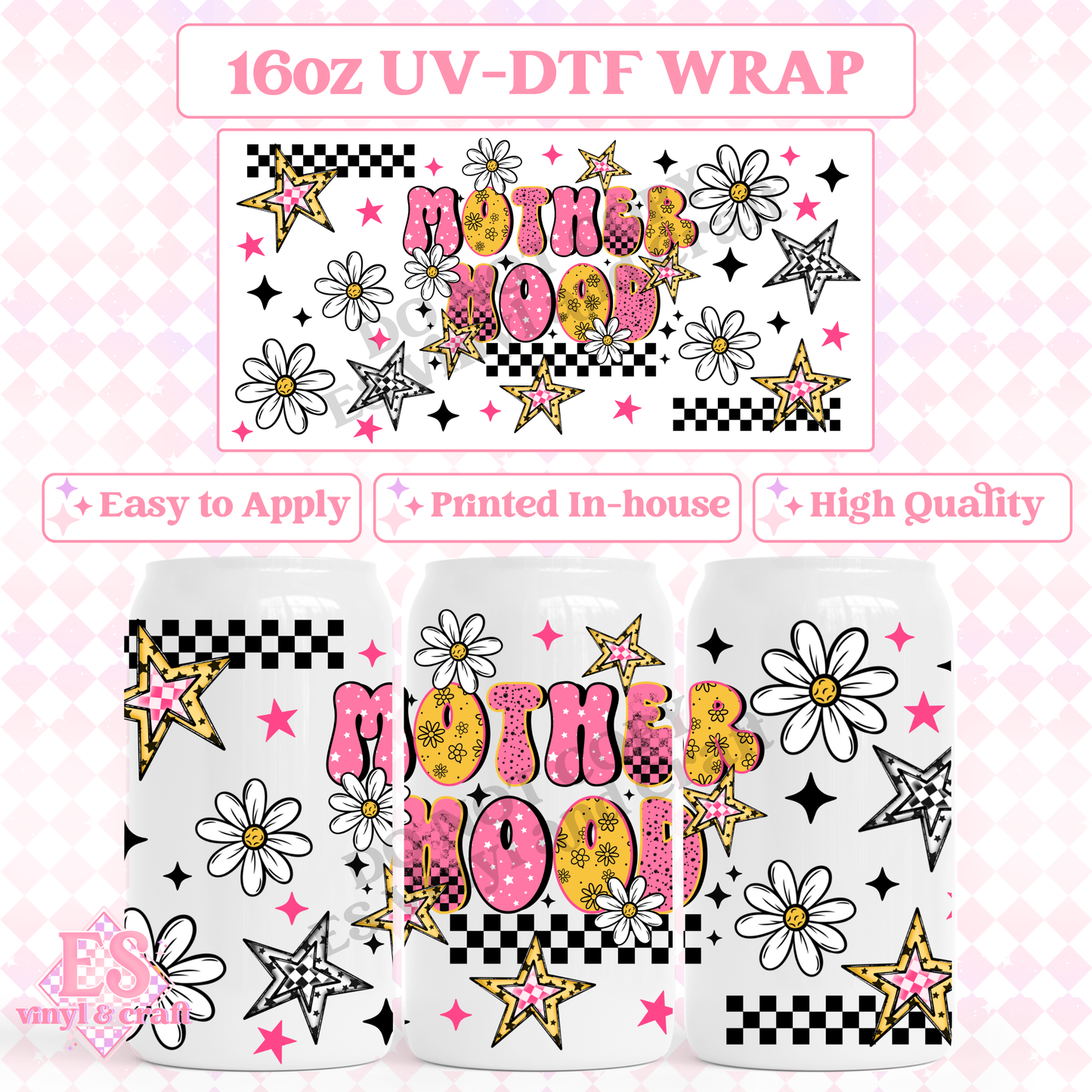 Motherhood - 16oz Beer Can / Libbey UV-DTF Transfer image 0