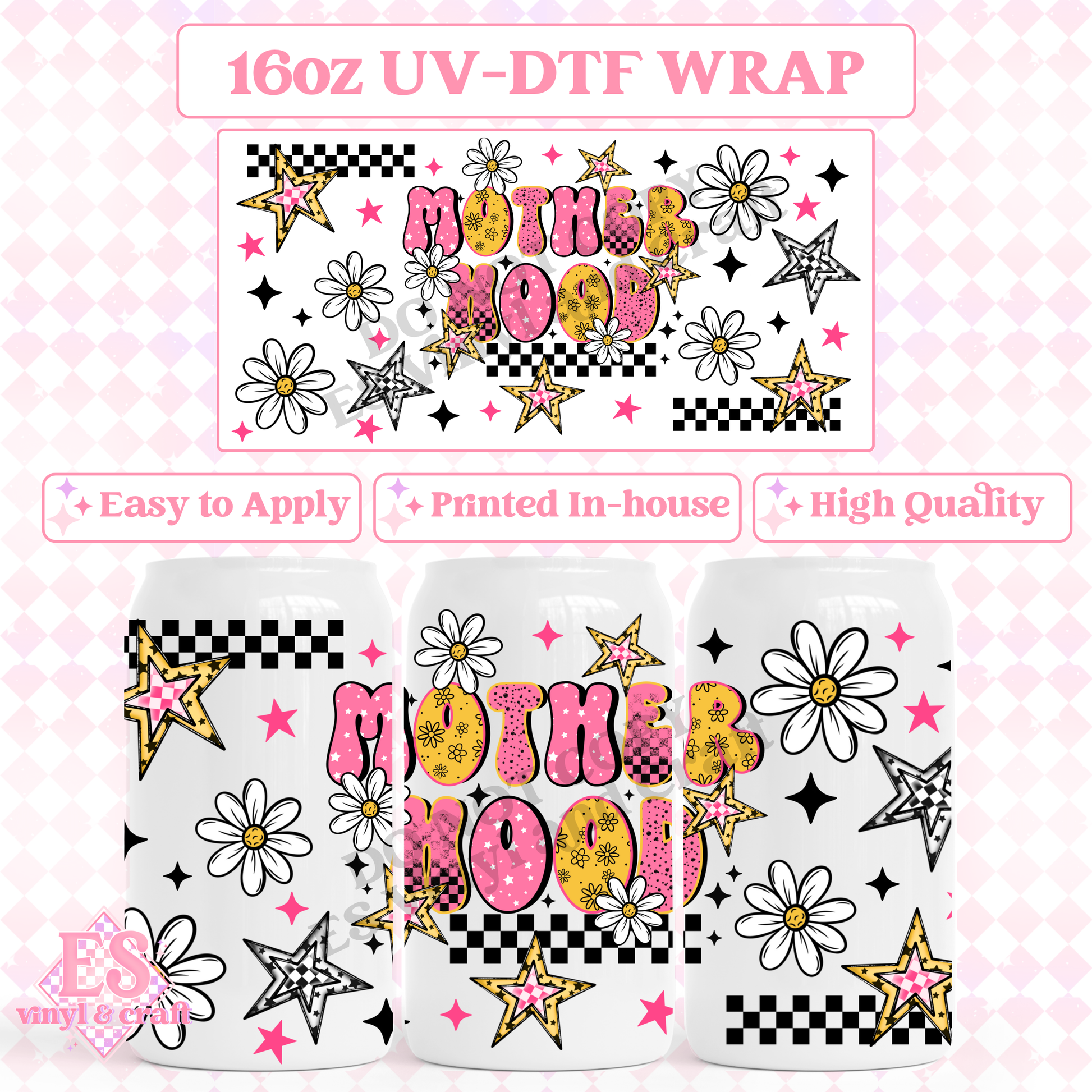 Motherhood - 16oz Beer Can / Libbey UV-DTF Transfer image 0