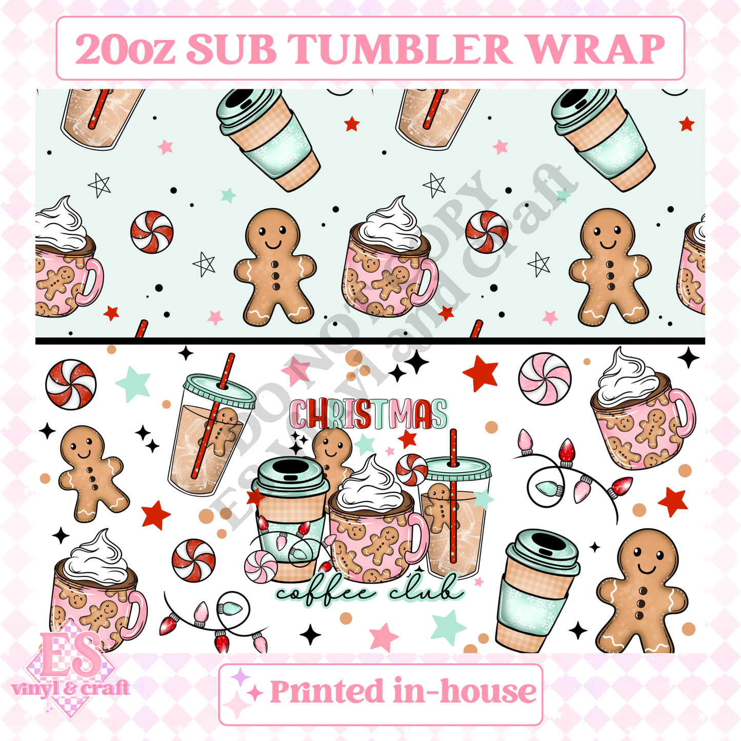 Christmas Coffee Club - Full 20oz Tumbler Sublimation Print image 1
