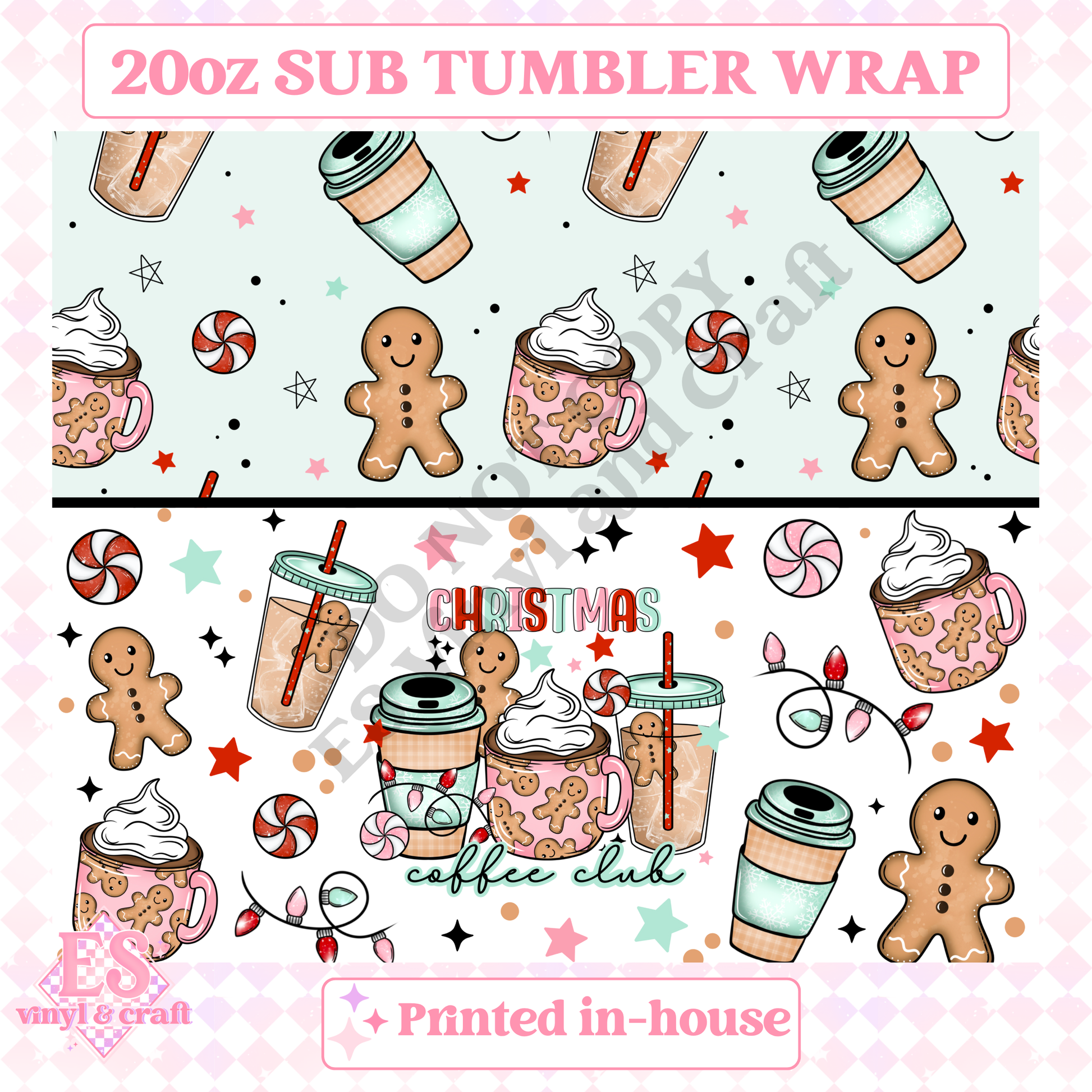 Christmas Coffee Club - Full 20oz Tumbler Sublimation Print image 1