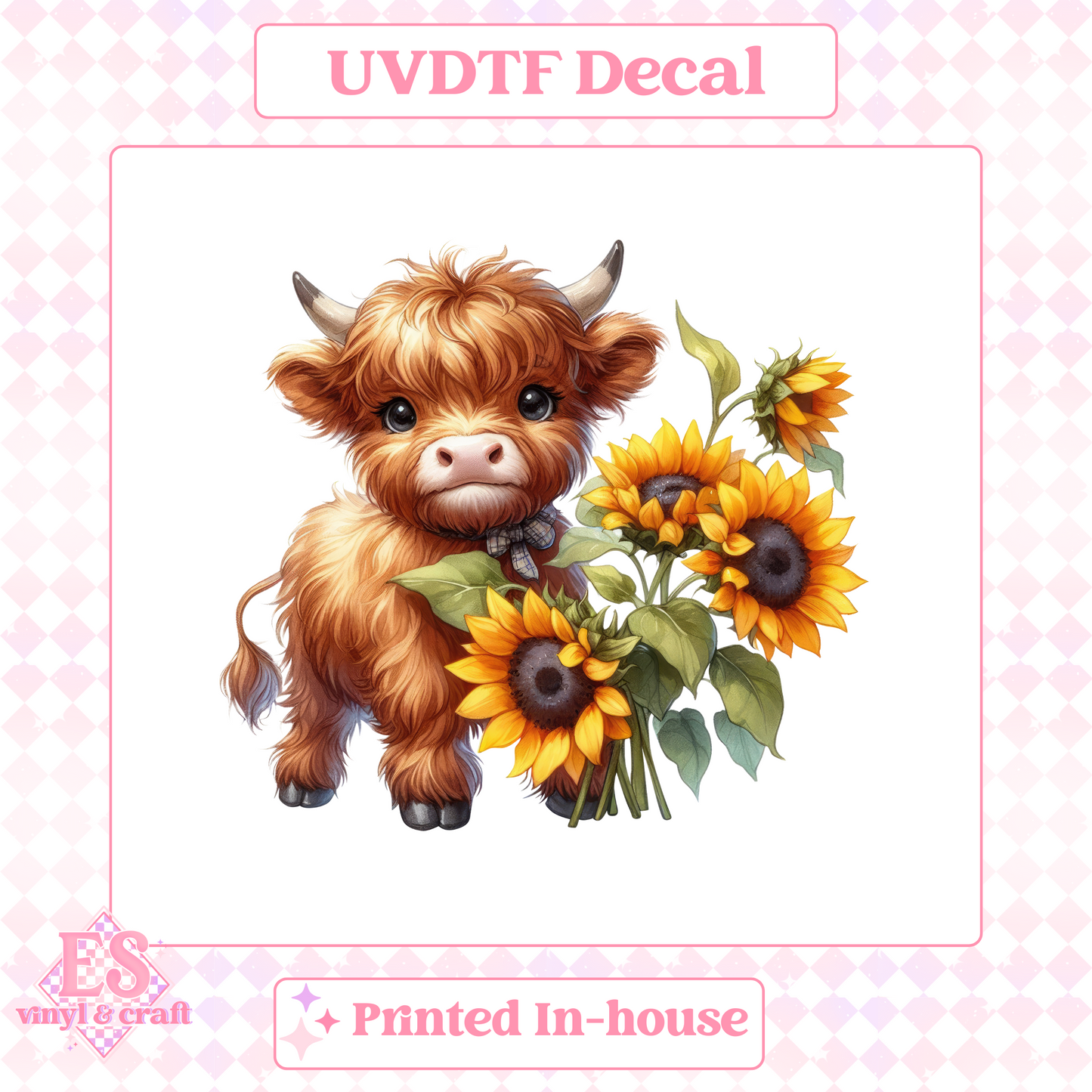 Sunflower Highland Cows - UV-DTF Decal Transfer image 9