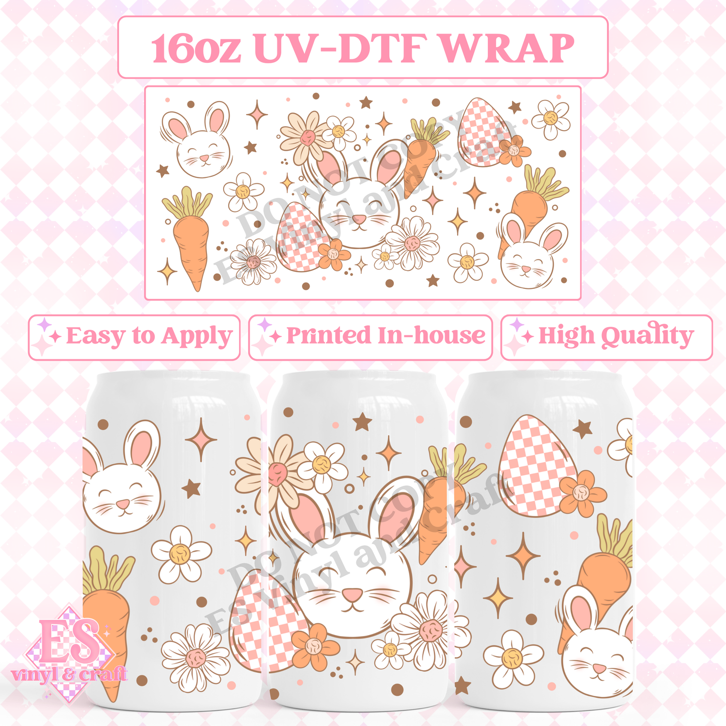 Bunny - 16oz Beer Can / Libbey UV-DTF Transfer image 0