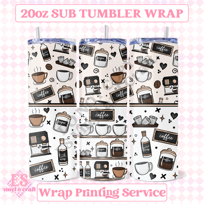 Coffee Bar - Full 20oz Tumbler Sublimation Print image 0