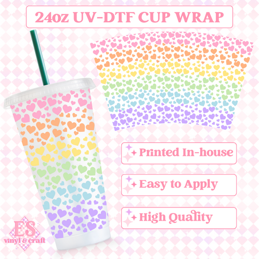 Rainbow Hearts - UVDTF 24oz Cold Cup Wrap image 0