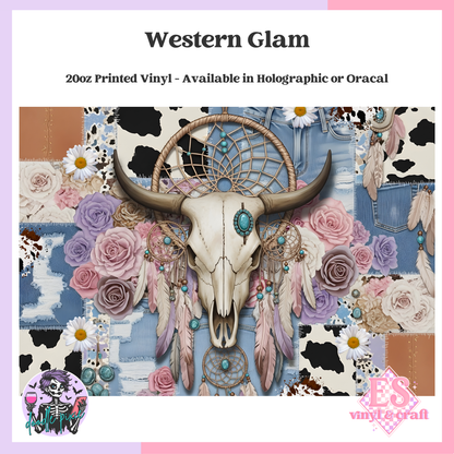 Western Glam - 20oz Printed Tumbler Self Adhesive Vinyl image 0