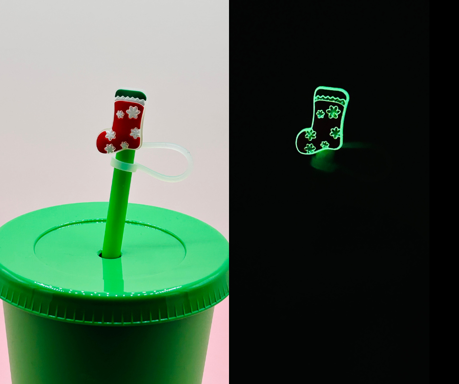 Straw Topper - Glow in the Dark Christmas Stocking image 0