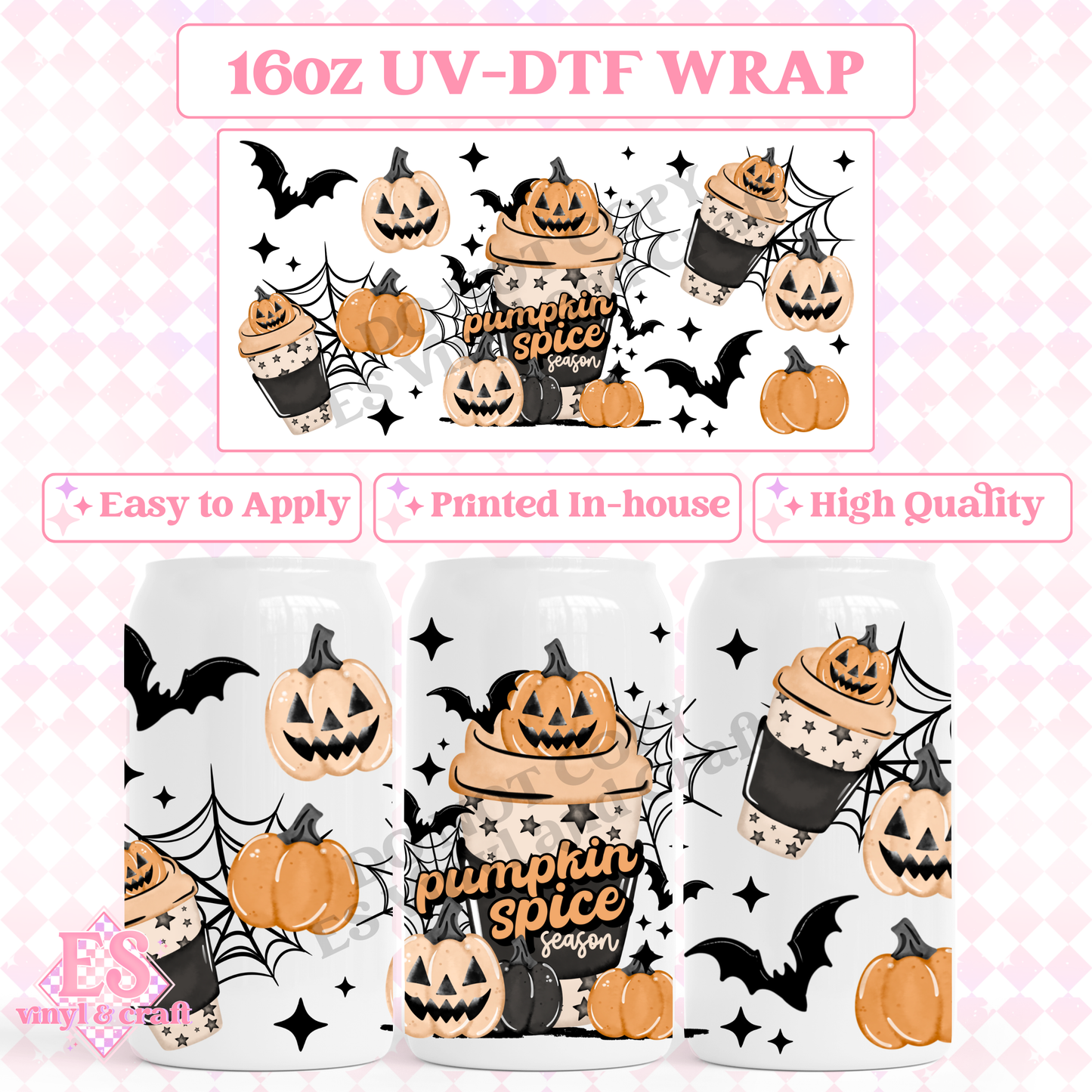 Pumpkin Spice Season - 16oz Beer Can / Libbey UV-DTF Transfer image 0
