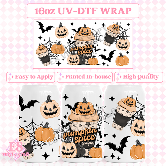 Pumpkin Spice Season - 16oz Beer Can / Libbey UV-DTF Transfer image 0