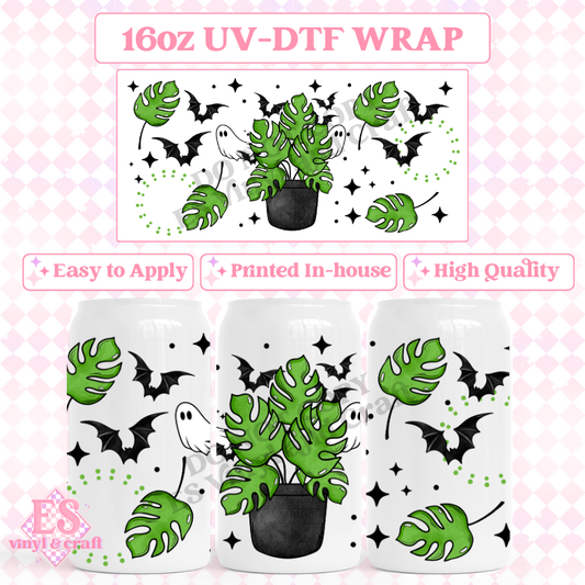 Monstera - 16oz Beer Can / Libbey UV-DTF Transfer image 0